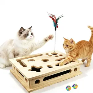Cat Scratch Puzzle Enrichment Box, Interactive Cat Nail File Box with Sandpaper Liner for Cat Claw Care, Cat Scratch Puzzle Box - Stress Free Alternative to Clippers & Grinders for Indoor Cats