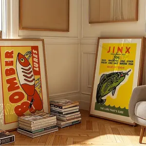Retro Fishing Lure Prints Fishing Art Poster Set of 2 Fishing Poster (UnFramed) Decor Photo vintage poster Satin Artistic