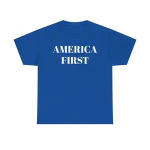 America First Tee Man Menswear Oversized Tshirt Streetwear Casual Classic Cotton Shortsleeve