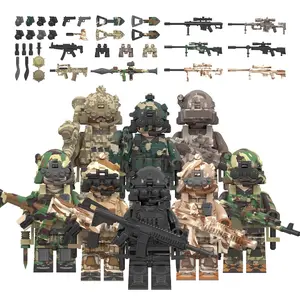 8pcs Military Building Block Toy Wm6147, Airborne Assault Team Snow Leopard Elite Squad, Assembly Blocks for Kids