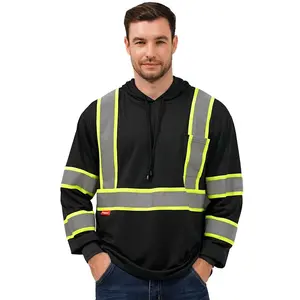 ProtectX Men's Hooded High Visibility Long Sleeve Safety Shirts for Construction 3-Pack Menswear Reflective Clothing Uniforms Workwear