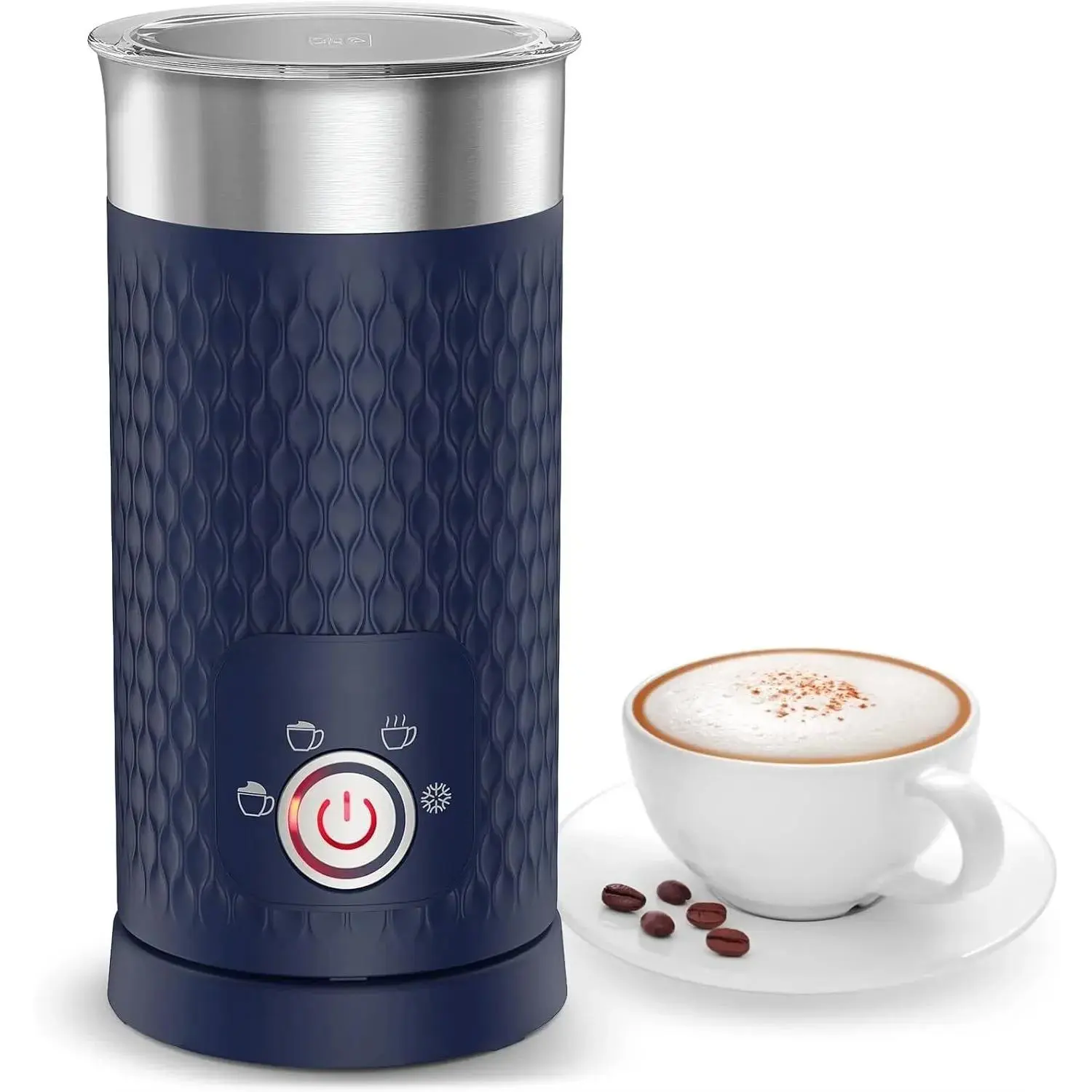 4-in-1 Electric Milk Steamer, Automatic Warm and Cold Foam Maker and Milk Warmer for Latte, Cappuccinos, Macchiato