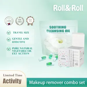 Korean Roll&Roll Natural Cleansing Oil + Cleansing Wipes - nourishing and gentle and all skin types remover Travel-Sized Portable-Valentine's Day gift