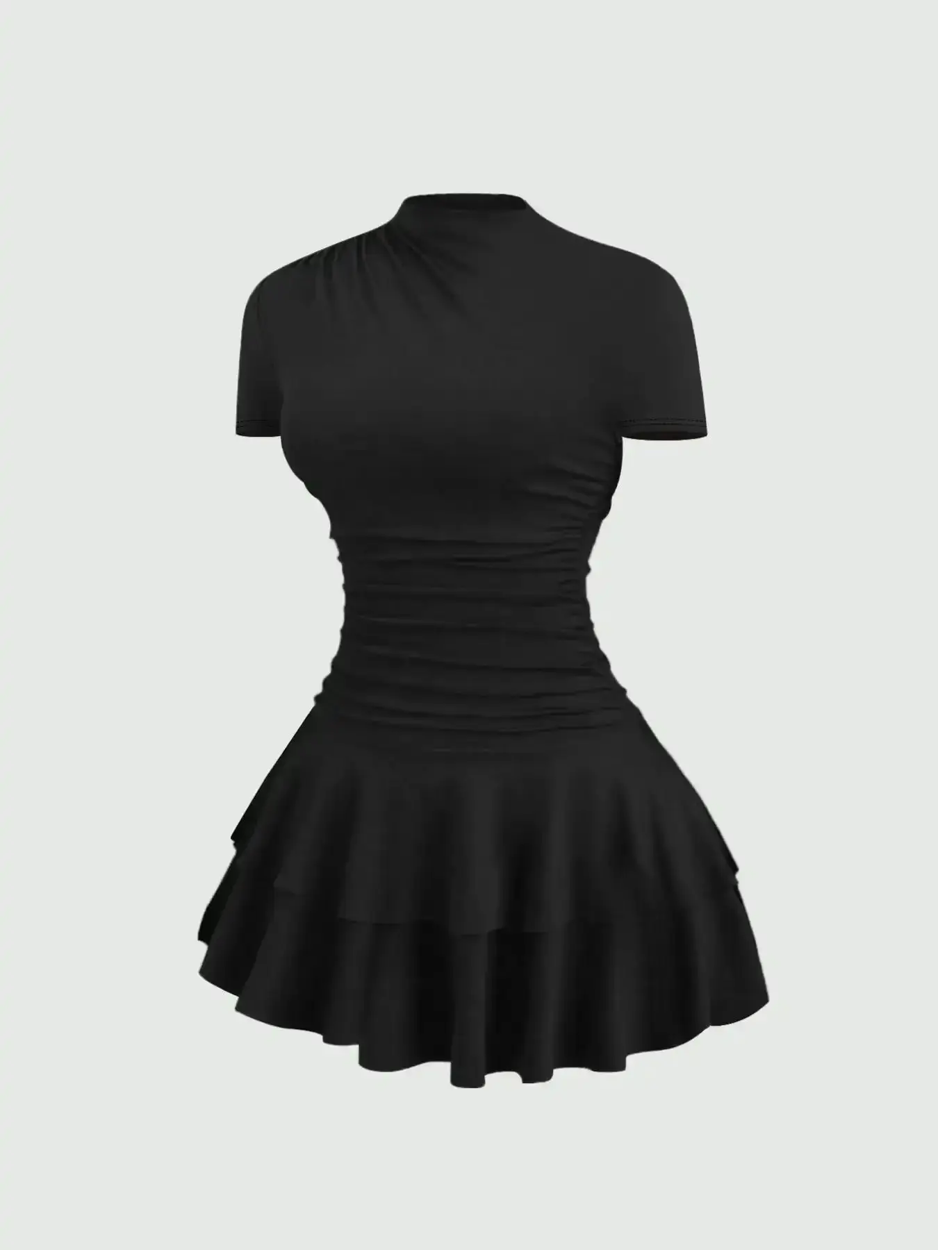 Women's Effortless Solid Color Basic Short Sleeve Bodycon Fit Dress, Elegant Casual Wear, Perfect for Daily Use, Stylish and Comfortable Fashion, Fitted, Everyday, Minimalist, Chic Womenswear, elegant silhouette
