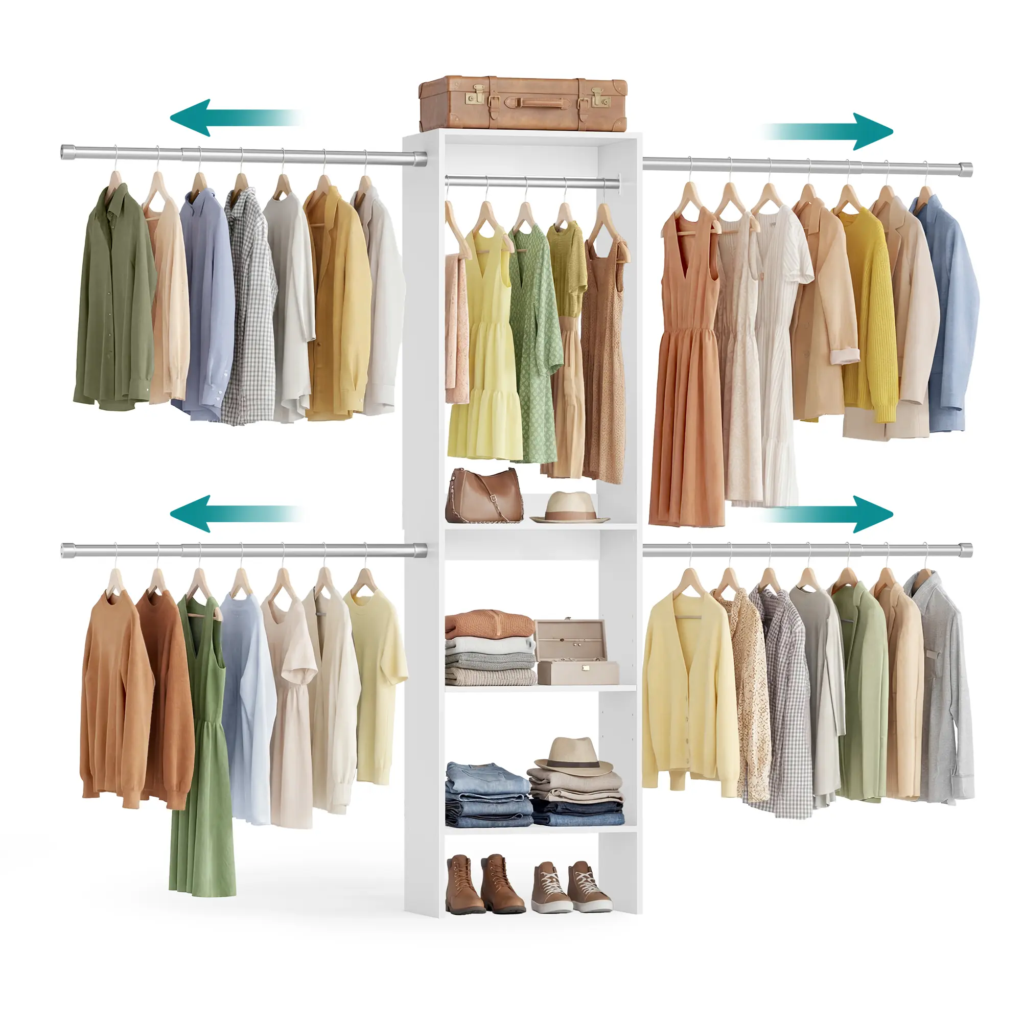 SONGMICS Closet Organizer, Customizable Walk-In Single Unit with Adjustable Rods and Storage Shelves SONGMICS Closet Organizer, Customizable Walk-In Single Unit with Adjustable Rods and Storage Shelves