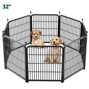 PETEMPO Portable Dog Playpen 8 Panel, for Indoor & Outdoor Use - 32/40 Inch Metal Pet Exercise Pen, Foldable Puppy Fence for Camping, RV Travel & Patio, Adjustable Kennel Cage for Small, Medium & Large Dogs, Children's playpen