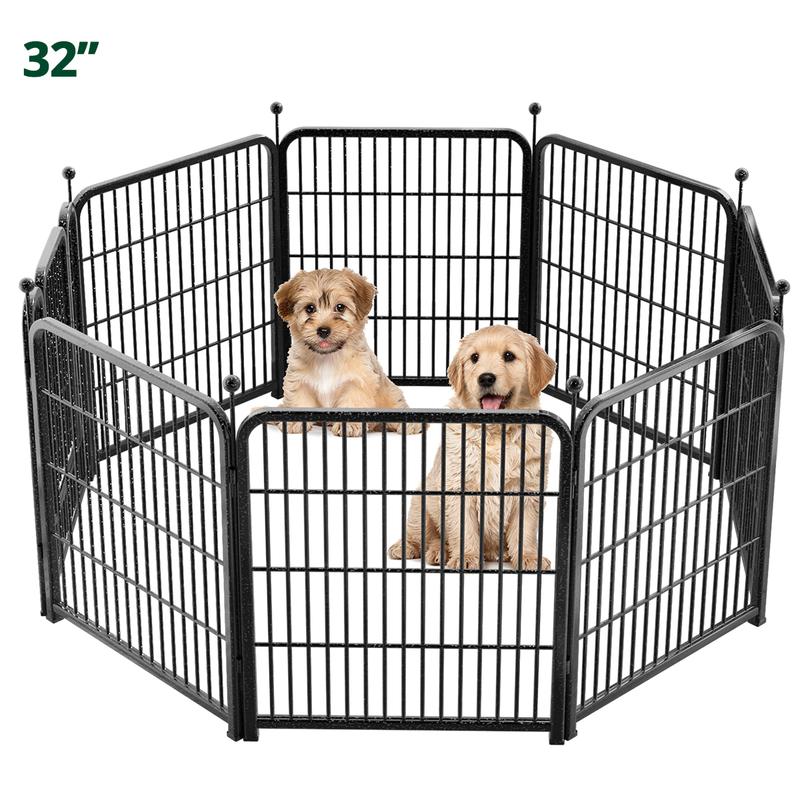 PETEMPO Portable Dog Playpen 8 Panel, for Indoor & Outdoor Use - 32/40 Inch Metal Pet Exercise Pen, Foldable Puppy Fence for Camping, RV Travel & Patio, Adjustable Kennel Cage for Small, Medium & Large Dogs, Children's playpen