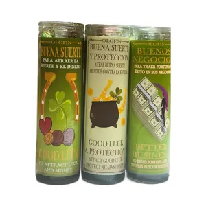 Olofin El Trio de la Suerte Pack of 3 - Good Luck Protection & Better Business Candles for Attracting Fortune Money and Success Decor Ornaments Decoration