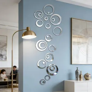 Creative Circle Wall Sticker, 24pcs/set Modern Acrylic Mirror Wall Decal, DIY Wall Art Decor for Home Living Room Bedroom, Ornaments