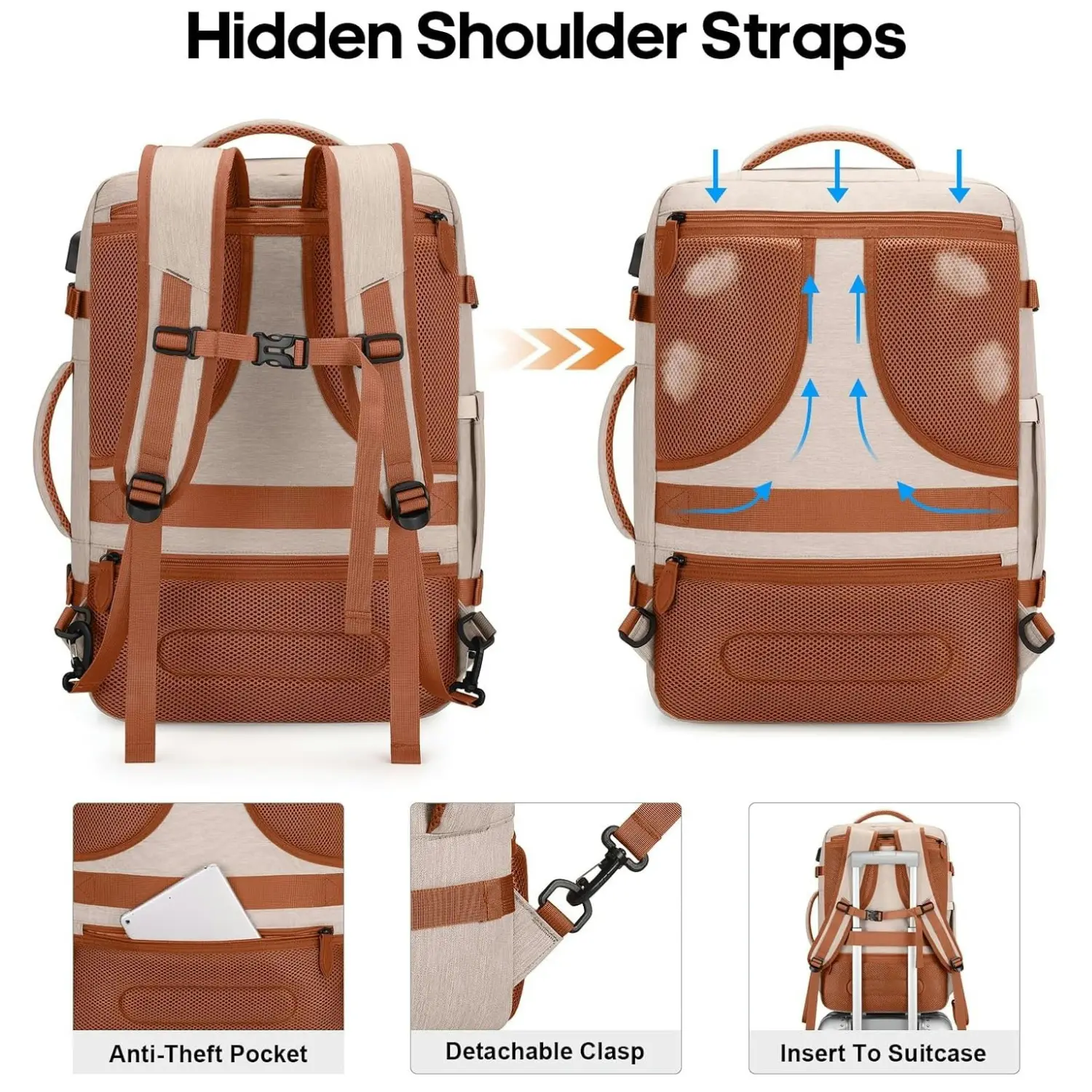 BAGSURE 42L Carry On Travel Backpack, Flight Approved 