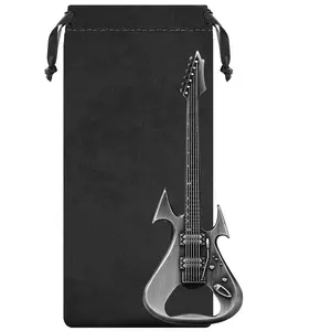 Guitar-Shaped Metal Beer Bottle Opener with Storage Bag, Unique Design, Durable Material, Perfect Gift Idea