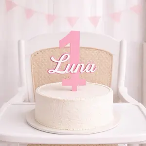 Personalized 1st Birthday Cake Topper Girl | Custom Name & Age | Smash Cake Topper | Baby Girl Birthday Decor | Modern Minimal Cake Topper