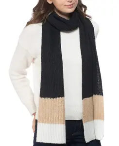 Style & Co Rib Striped Muffler Scarf 72" x 10" Black