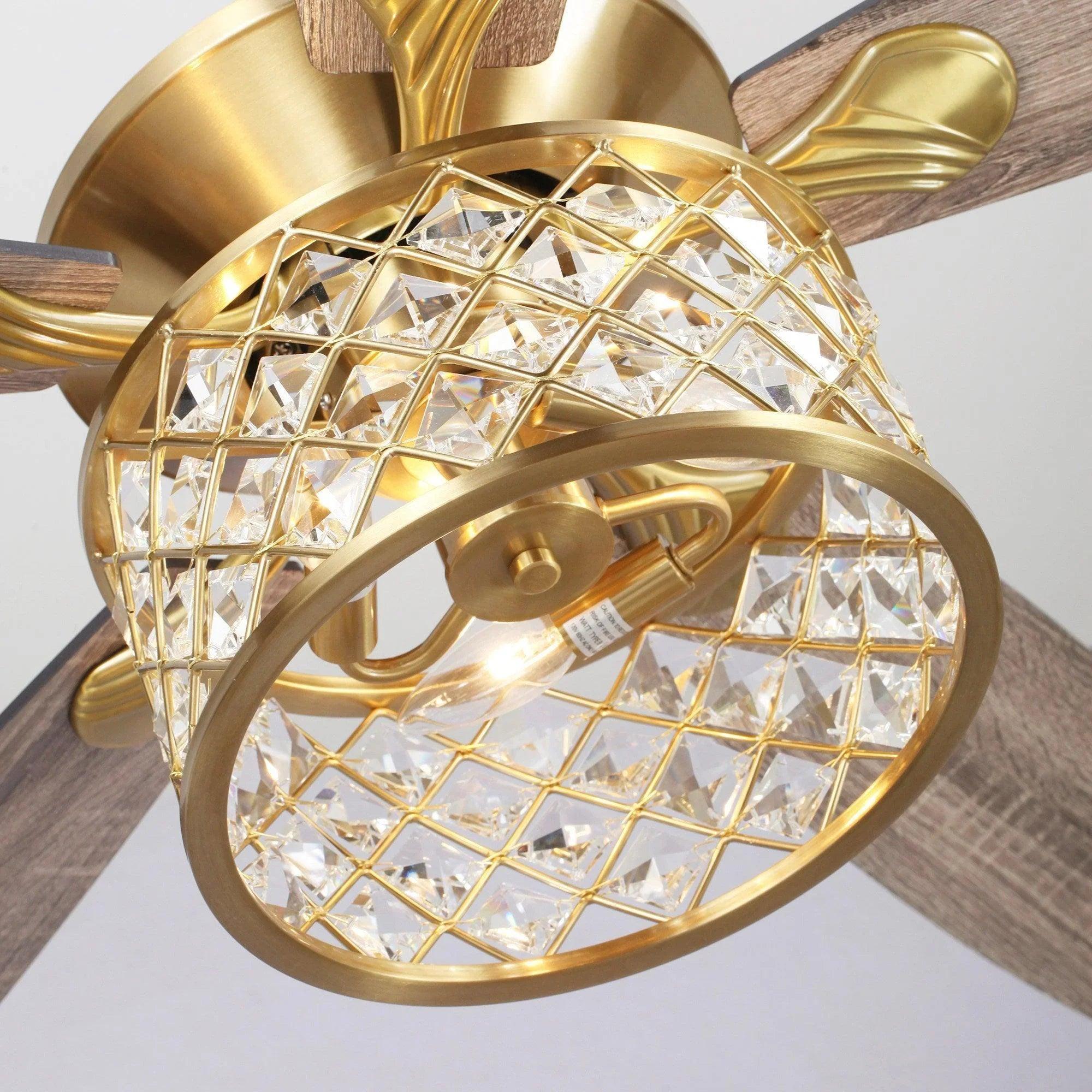 Luxurious 52-Inch Gold Ceiling Fan with Dimmable LED Light & Remote Control | Modern Elegant Home Decor