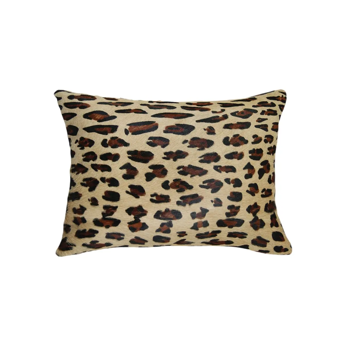 360 Stand 12x20 in. Brown & Black Leopard Print Handcrafted Genuine Hide Zippered Lumbar Throw Pillows - Set of 2, Handmade Finish, Removable Cover, Zipper Closure, Living Room Decor, Indoor Decor, Transitional, Decoration, Transitional Style, House Decor
