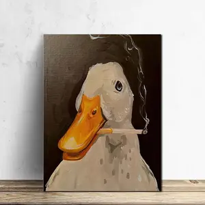 1pc Duck Fun Illustration Poster, creative Idea Poster, Wall Art, Wall Decor, Canvas Art, Wall Art Painting, Canvas Wall Art, For Living Room/ Bedroom Painting Decor, No Framed. rimless