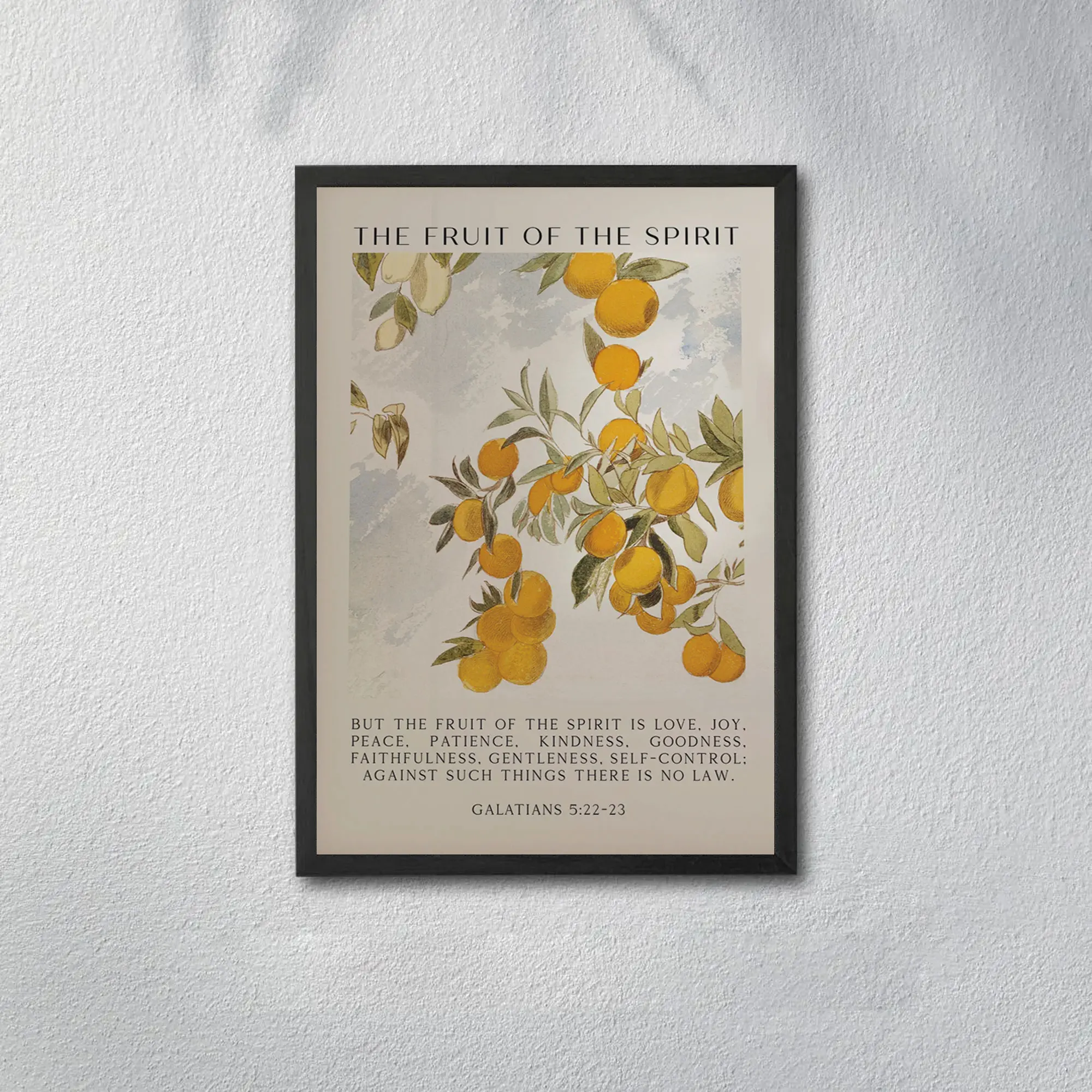 Fruit of the Spirit Poster, Love Joy Peace Patience Kindness Wall Decor, Galatians 5:22-23 Scripture Print, Christian Faith Home Aesthetic Poster