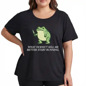 Meme Shirt Funny Frog Women Unhinged Graphic Tee What Doesn't Kill Me Better Start Running Sarcastic Dark Humor Oversized Top Best Friend Gag Gift Comfy Tee