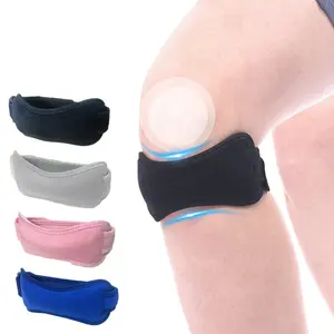 Sports Fitness Silicone Pressurized Patella Badminton Riding Mountaineering Breathable Shock Absorption Men's and Women's Running Knee Pads Adjustable Compression Brace Tendon Support Elastic Protector Basketball Accessories Football Gear Guard Wrap