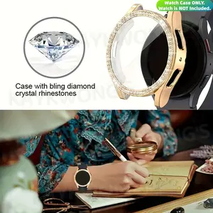 Unisex Rhinestone Decor Watch Case (Only), Fits For Samsung Galaxy 4/5/6/7/8, 40mm/44mm, Smartwatch Protective Cover（No film）