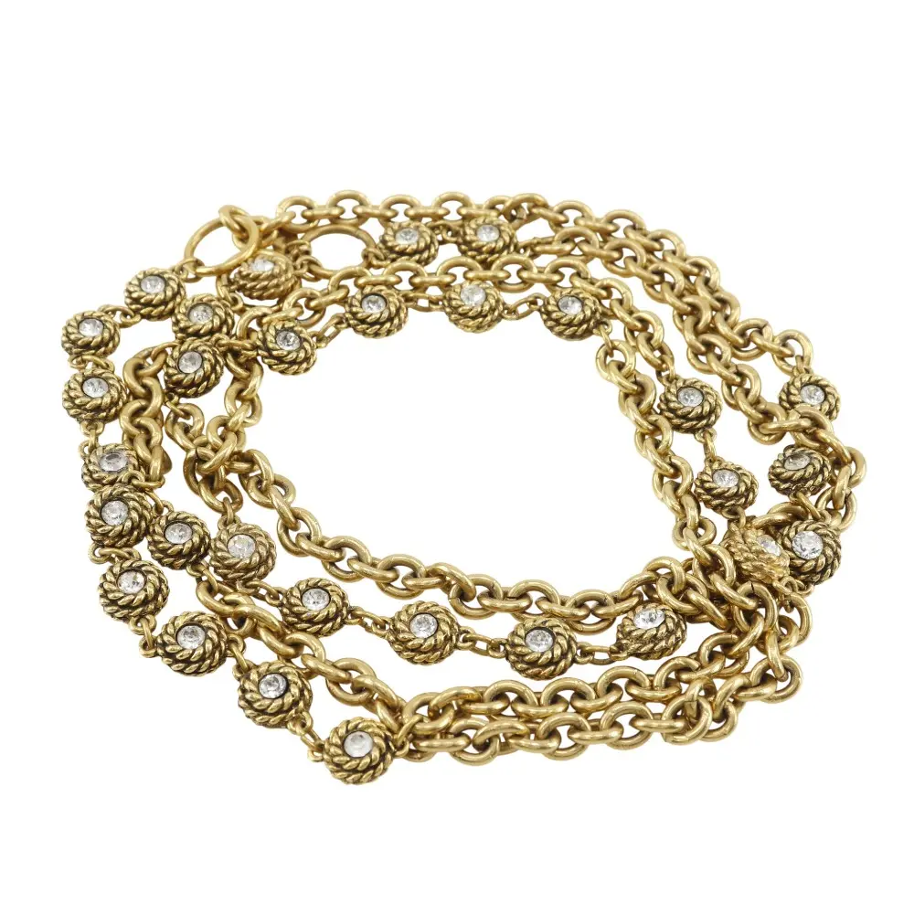 Pre-owned CHANEL Stainless Small Leather Goods Chain Belt