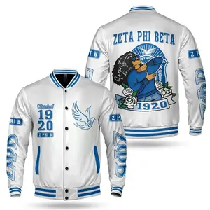 Zeta Phi Beta Sisterhood Beta Girl Varsity, White 1920 Sorority Greek Letterman, Premium ZΦΒ Finer Womanhood Member Gear, Personalized Gift Coat
