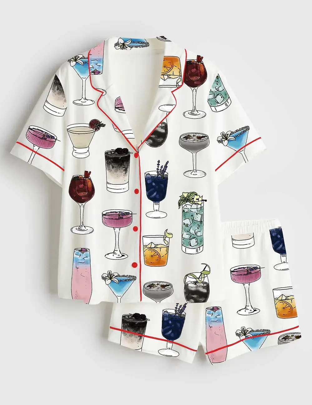 The Eras Cocktails Long and Short Sleeve Pajama Set, Sleepwear for Women, Pajama for Girls