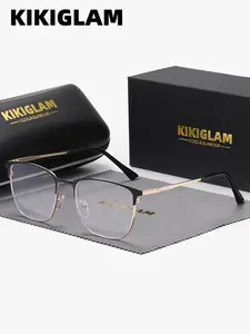 KIKIGLAM 1 Piece Unisex Full Frame Plano Glasses，Anti Blue Light Square Frame Plano Glasses，Ultimate Simplicity, Redefining Daily Life