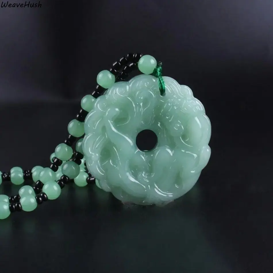 Unisex Green Jade Necklace with Hand-Carved Pixiu Pendant Design, Feng Shui Accessories for Wealth Attraction