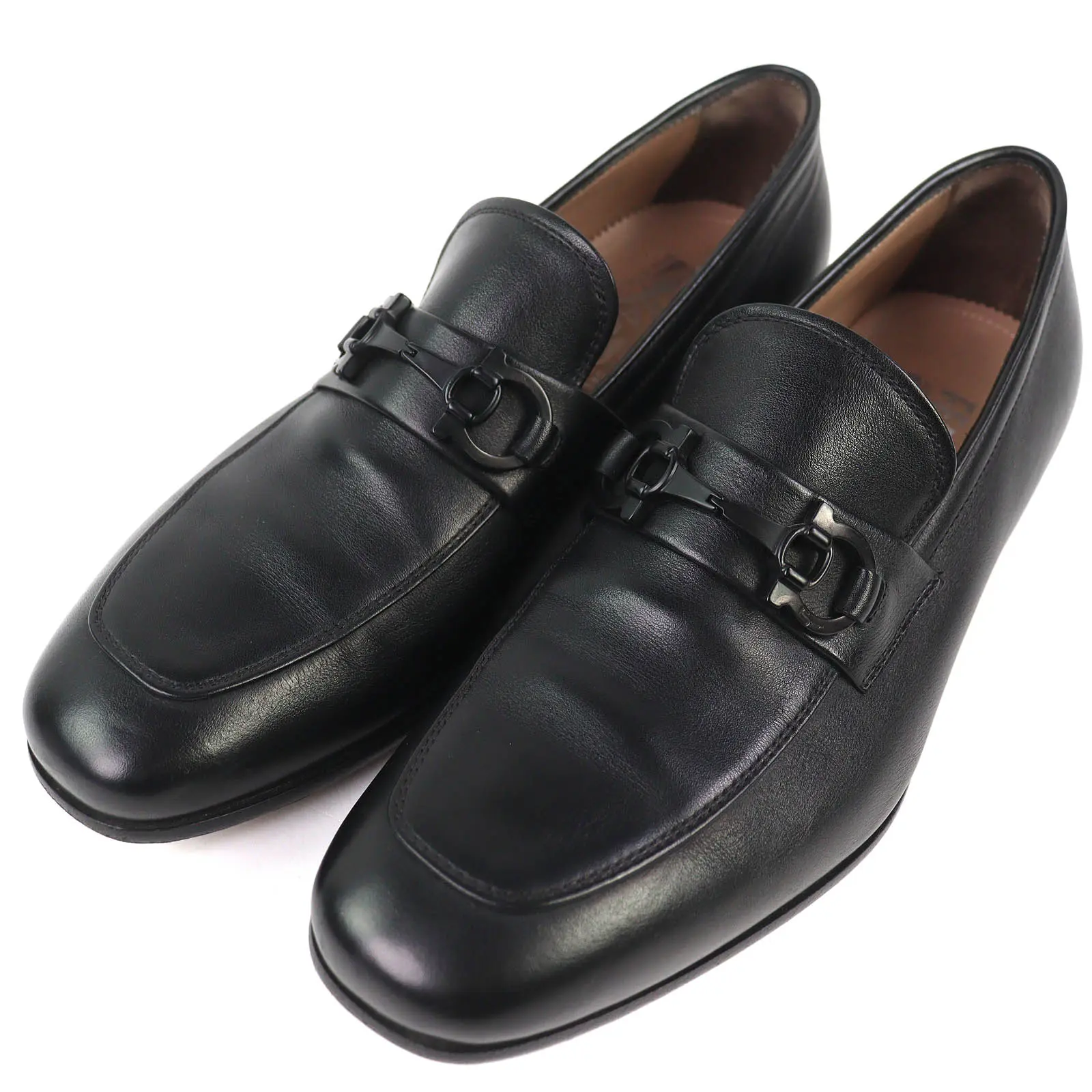 Pre-owned SALVATORE FERRAGAMO Calfskin Small Leather Goods ASTEN Leather Loafers