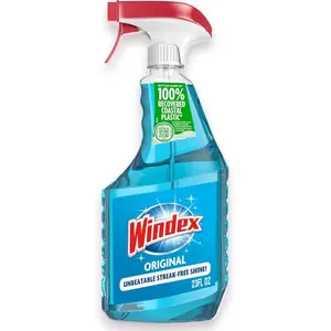 Windex Glass and Window Cleaner Spray Bottle, Packaging Designed to Prevent Leakage and Breaking, Surface Cleaning Spray, Original Blue Scent, 23 Fl Oz