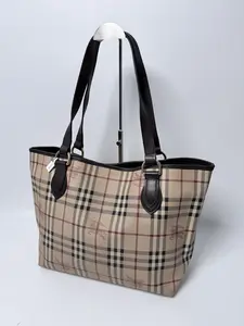 Pre-owned BURBERRY Canvas Tote Bags Haymarket Check Coated Medium Regent Tote Bag Shoulder Handbag JA721BB