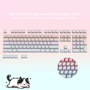 XVX Lumicat Light-up Cat Ears MAO Profile Side-Printed 113-Key Keycap Set（Keycaps Only, Keyboard Not Included）
