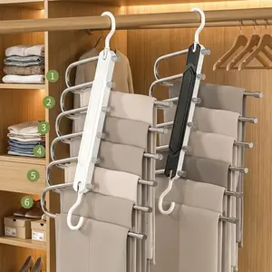 Foldable Pants Hanger, Multi-Layer Stainless Steel Folding Clothes Hanger, Space Saving Hanger for Wardrobe Organization, Home Closet Organizer, Folding Hangers, Space Saver Hangers