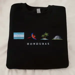 Honduras Embroidered Shirt, Sweatshirt Or Hoodie – Classic Heritage Inspired Apparel. A Timeless, Unisex Statement Piece And Meaningful Gift Celebrating Colombian Pride, Culture, And Everyday Style
