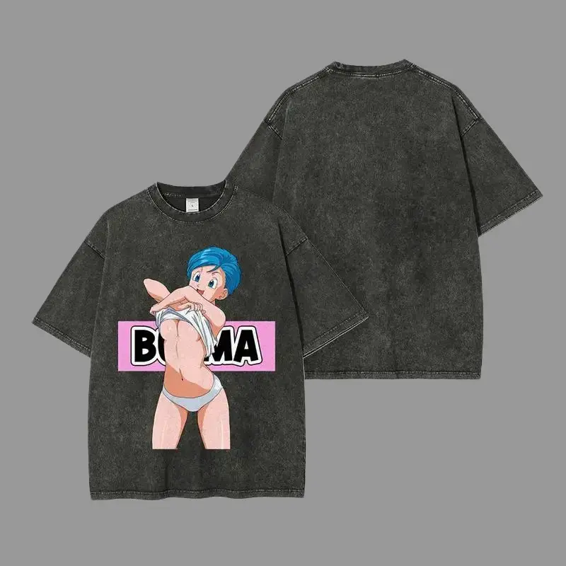 Vintage Acid Washed Oversized Graphic T Shirt, Retro Cartoon Girl Figure Front Print Casual Loose Fit Unisex Cotton Short Sleeve Top, Y2K Aesthetic Streetwear Basic Tee For Men Women Daily Outfit Gift dark t-shirt sarcasm