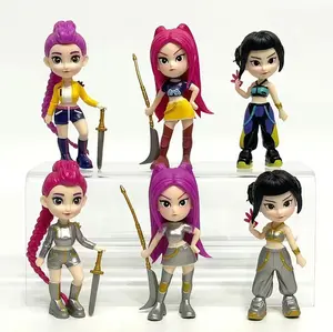 K‑pop Figure Set – 6‑piece anime model toys for home collections and office desk display; a perfect gift for boys and girls, featuring vibrant hair and unique outfits