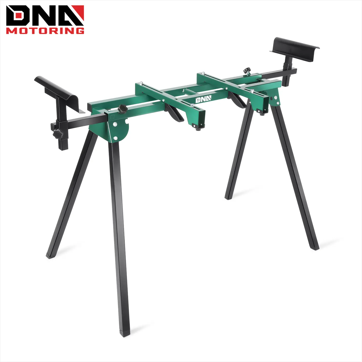 Lightweight Miter Saw Stand with Quick-Fold Design, Telescopic Arms, 220LB Capacity, 92.5" Max Sliding Rail, Quick-Attach Tool, Release Mounting Brackets, Green Portable Table Saw Accessory (Supports 220 lbs)
