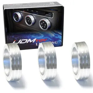 iJDMTOY 3pcs Silver Anodized Aluminum AC Climate Control Turner Ring Covers For Volkswagen MK7 Golf GTI