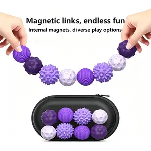 8PCS Magnetic Silicone Sensory Fidget Balls Set, Elastic Spiky Texture Stress Relief Gadgets, Anxiety Relief Fidget Toys For Adults Teens Autism ADHD, Travel Office Desk Christmas Gift
