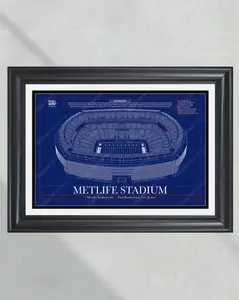 New York Giants MetLife Stadium Blueprint Football Print