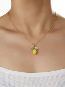 Cute Lemon Flower Pendant Necklace, Fashion Jewelry for Party, Daily Clothing Decor, Trendy All-match & Exquisite Jewelry for Birthday Gift, Charm Necklaces