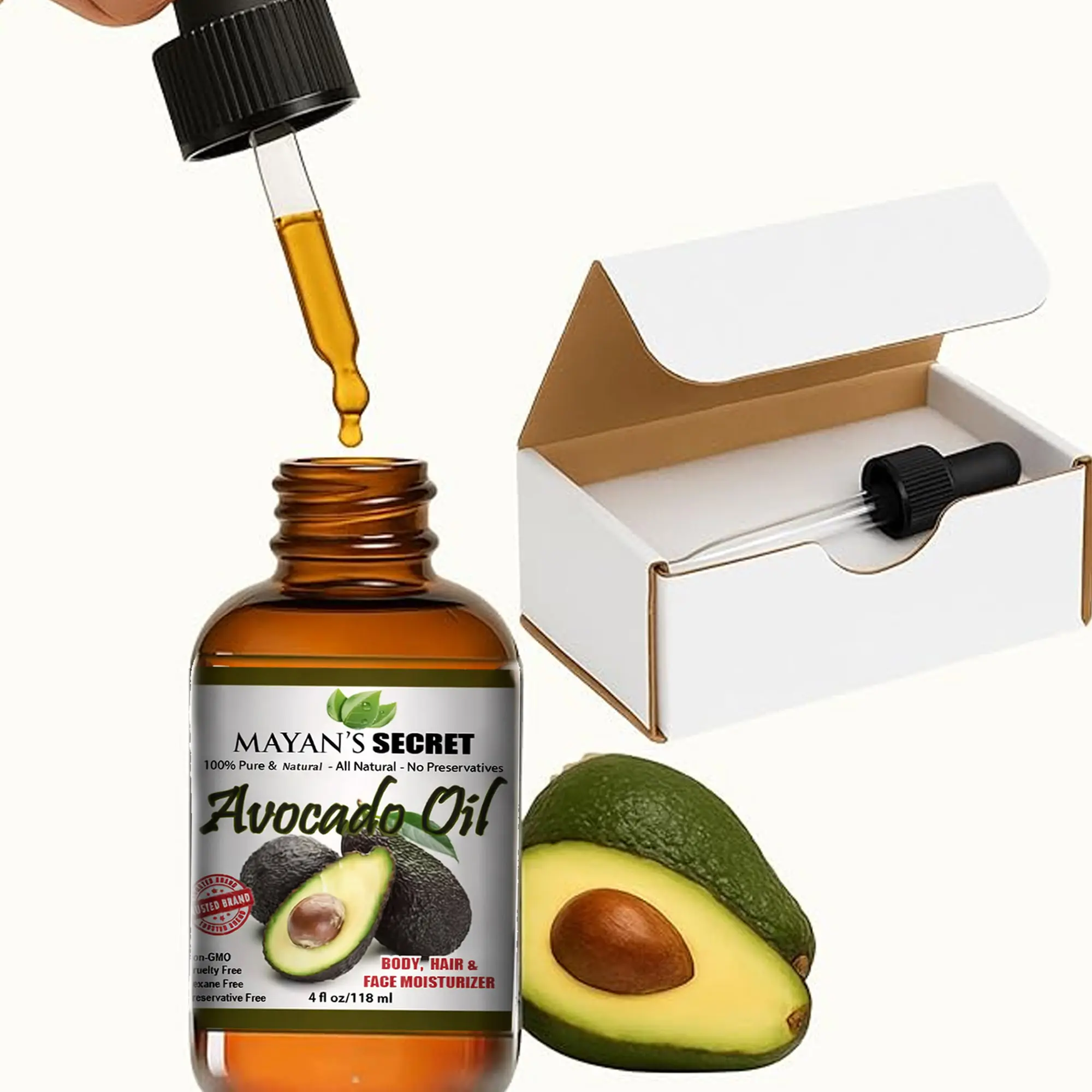 Avocado Oil Expeller Pressed 4oz – 100% Pure Hexane-Free Moisturizing Face & Hair Oil – Deep Hydration for Dry Skin, Scalp & Natural Hair Care