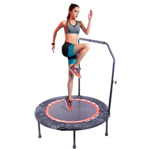 [Fahuac] Foldable Mini Trampoline 300LBS Capacity - 28 Spring Fitness Rebounder with Adjustable Foam Handle, Portable Exercise Trampoline for Home Gym.