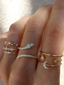 Boho Chic Bohemian Ring for Women, Adjustable Stainless Steel Rings, Perfect Valentine's Day Gift, Cute and Stylish Jewelry, Stackable Rings, Interlocked Stackable Rings