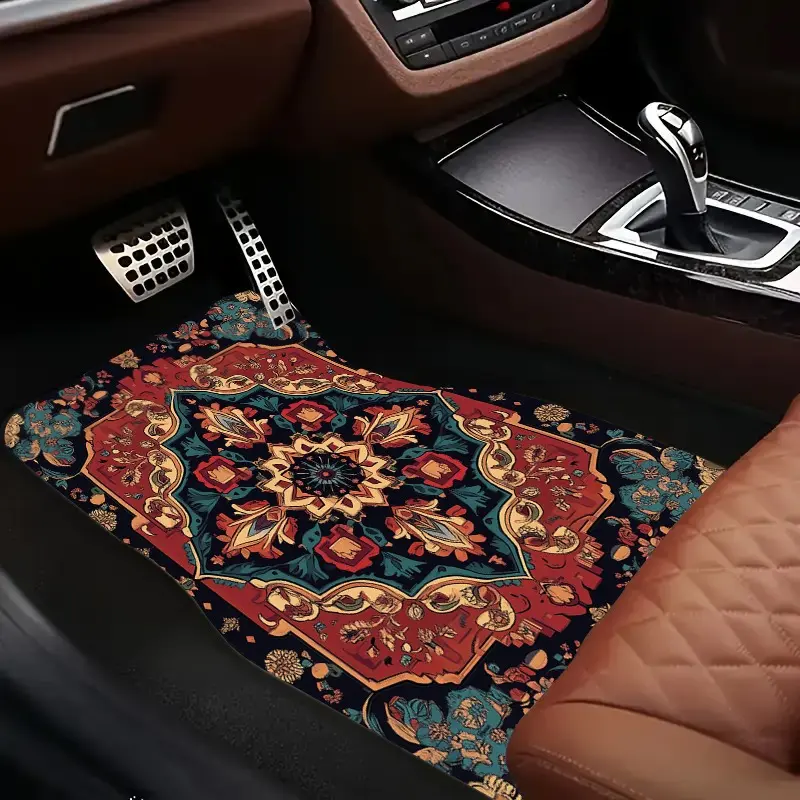4-Piece Persian-style patterned car floor mats, Car Mat Set, Car Accessory, keep the interior clean and stylish. Durable and stylish interior protection adds personality to the interior, suitable for various models Automotive Mats