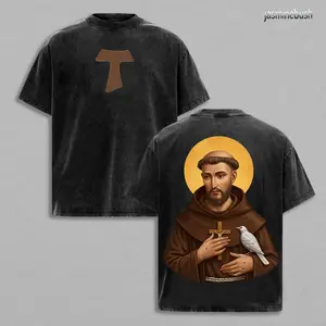 Saint Francis Oversized T-Shirt: Vintage Wash Heavy Cotton Graphic Tee