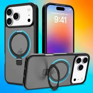 Compatible with iPhone 17 Pro, 17 Pro Max Case with Invisible Magnetic O-Ring Stand Military-Grade TPU Shockproof Phone Case for iPhone 17 Pro 6.3-Inch Mag-Safe & Qi Wireless Charging