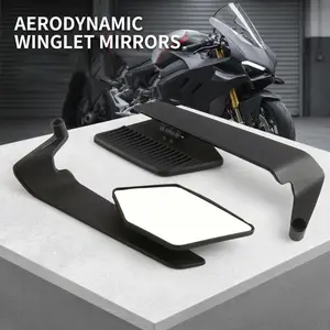 General motorcycle rearview mirror wing design reflective flat mirror, equipped with 8mm/10mm screws, suitable for Yamaha/Kawasaki/Benelli/Honda/Suzuki/Ducati/Apulia/KTM/BMW/Chunfeng/Lifan, most motorcycles
