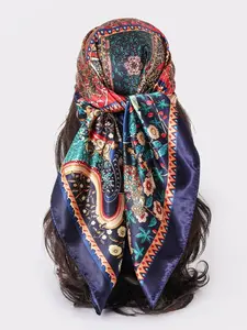 Vintage Classic Full Print Scarf Square Towel, Large Size 90cm Satin Cloth, Women's Fashion Neck Tie Headscarf Decoration All Seasons Decorative Accessory